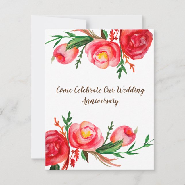 Rustika Bröllopsjubileum Inbjudningskort Blommig K (Framsida)