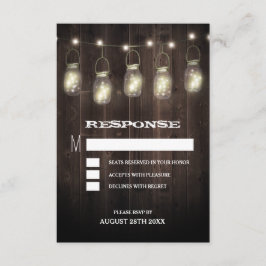 Rustika Bröllopskort av trä och glasburk för RSVP- OSA Kort