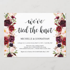 Rustika bröllopskort med blommotiv i burgundyfärg inbjudningar