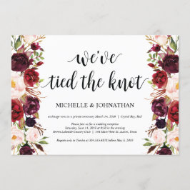 Rustika bröllopskort med burgunderblommor inbjudningar