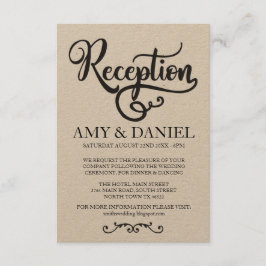 Rustika Bröllopsmottagningskort Elegant Skrift Inbjudningar