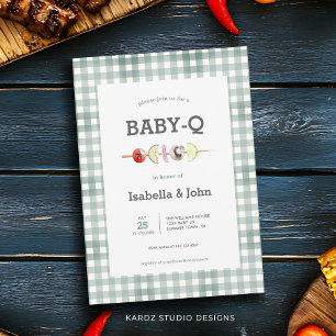 Rustika Bröllopspar Baby Q Grillfest Baby Shower Inbjudningar