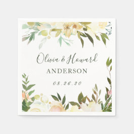 Rustika Bröllopsservetter med Grönska och Blommor Pappersservett