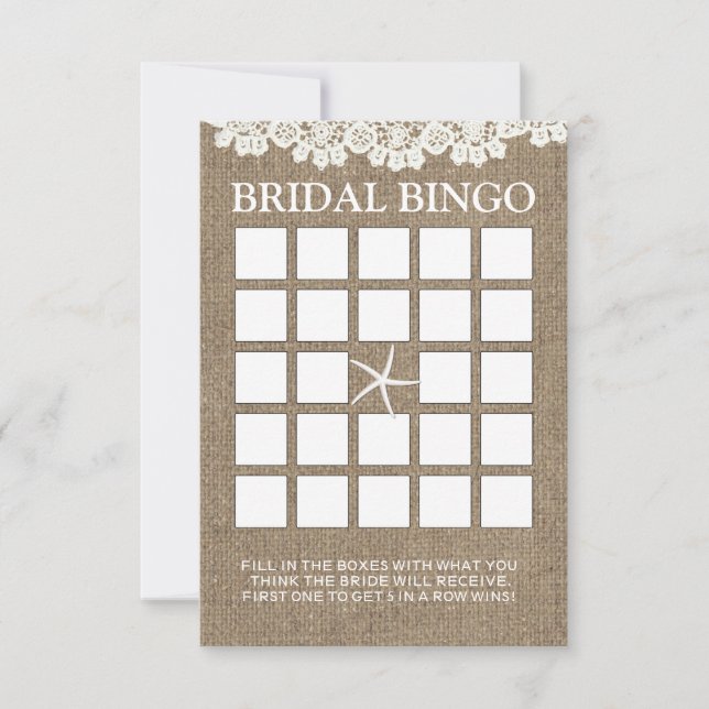 Rustika bröllopsspelbrickor med spets och jutesnör (Framsida)