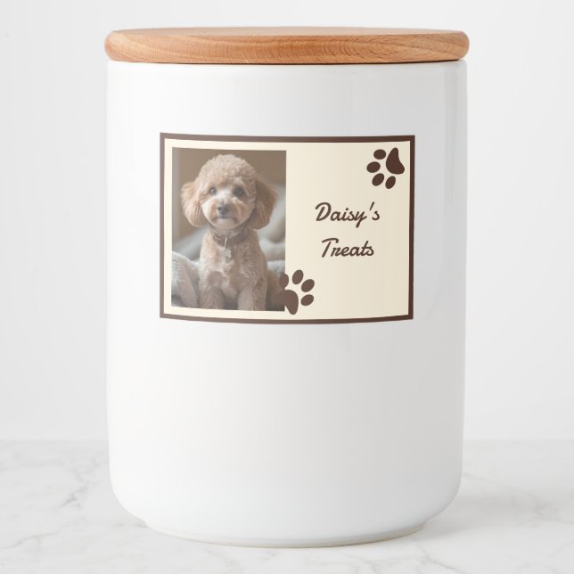 Rustika Bruna Beige Foto Tass Hundgodis Mat Etiketter (Framsida)