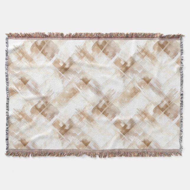 Rustika bruna cremefärgade ränder filt (Framsidan)