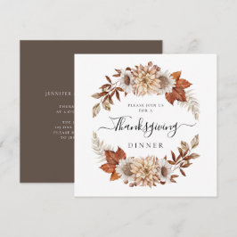 Rustika Bruna Höstlöv Thanksgiving Middag Inbjudningar