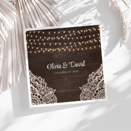 Rustika bruna trä-hydddukard för bröllop pappersservett