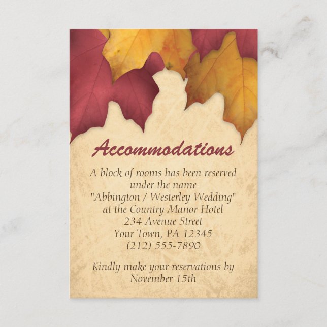 Rustika Burgund Guld Höst Boende Kort (Framsida)