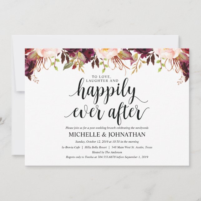 Rustika Burgundy Bröllop Efter Bröllopet Inbjudnin Inbjudningar (Framsida)