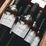 Rustika Burgundy Marinblå & Röda Skönhetsblommor  Vinflaska Etikett<br><div class="desc">Rustika Burgundy Marinblå & Röda Skönhetsblommor</div>