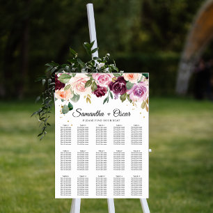 Rustika Burgundy-vattenfärgblommor & Guld droppar Poster