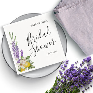 Rustika Citroner & Lavendel Bröllopsduschpresent Pappersservett