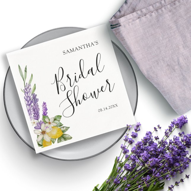 Rustika Citroner & Lavendel Bröllopsduschpresent Pappersservett (Skapare uppladdad)