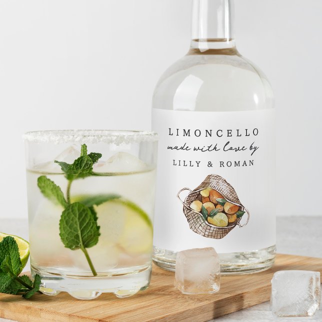 Rustika Citroner Personligt Limoncello Spritflaskor Etikett (Skapare uppladdad)