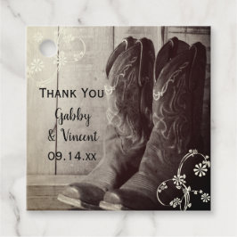 Rustika cowboy boots västliga blommiga bröllop gåvor etiketter