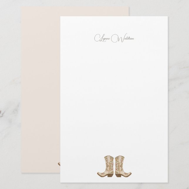 Rustika Cowgirlstövlar Country Korrespondens  Brevpapper (Fram/baksida)