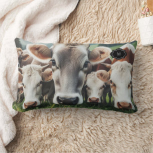 Rustika cows-familjens monogram land lumbarkudde