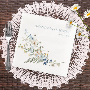 Rustika dammiga blå vildblommor & tusenskönor dusc pappersservett