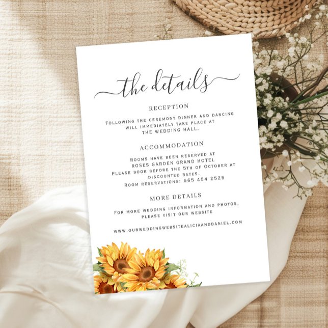 Rustika detaljer för bröllopsgäster med blomsterin tilläggskort (Skapare uppladdad)