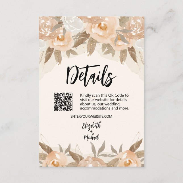 Rustika detaljer i akvarell med persikor och blomm tilläggskort (Framsida)