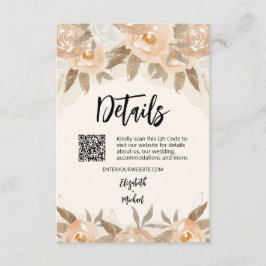 Rustika detaljer i akvarell med persikor och blomm tilläggskort
