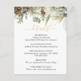 Rustika detaljer i skogsgrönska och kottar tilläggskort