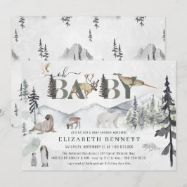 Rustika Djur i Arktis | Baby Shower-inbjudan