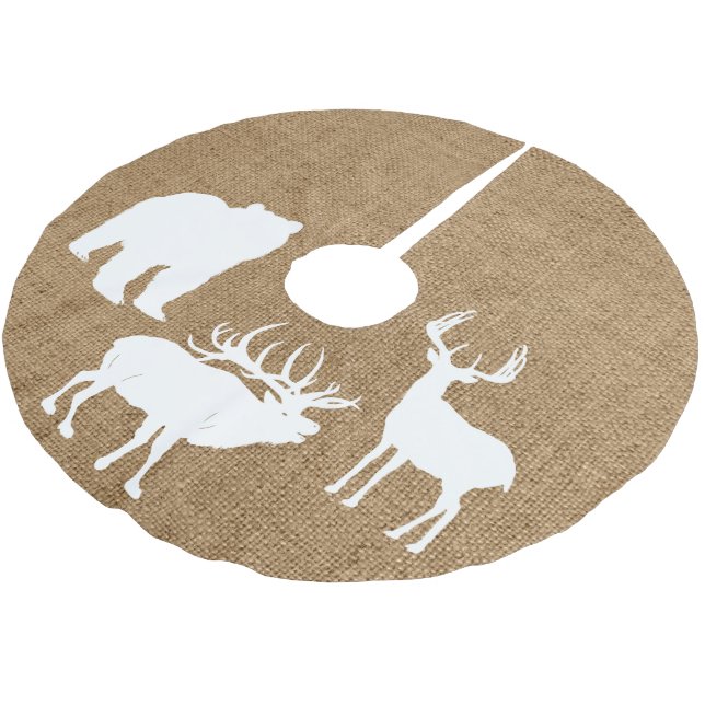 Rustika djur i jute julgransmatta borstad polyester (Vinklad)