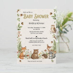 Rustika Djur i Skogen   Allt i En Baby Shower  Inbjudningar