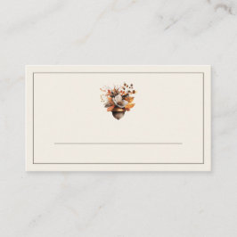 Rustika Ekollon Blommig Elfenben Höst Platskort Placeringskort