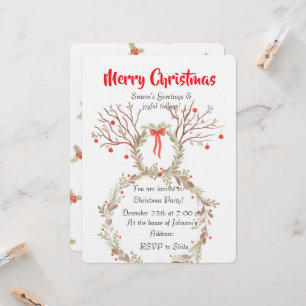 Rustika eleganta vattenfärg jul inbjudan kort