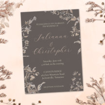 Rustika Eleganta Vildblommor Mocha Script Bröllop