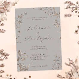 Rustika Eleganta Vildblommor Script Bröllop Inbjudningar