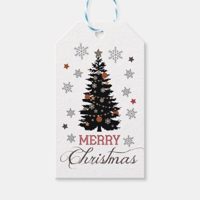 Rustika Etiketter för Julpresenter Julgran (Framsidan)