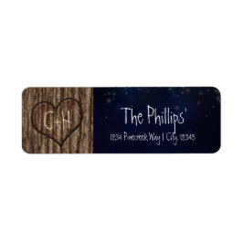 Rustika Etiketter för Nattadress med Hjärtformad T Returadress Etikett