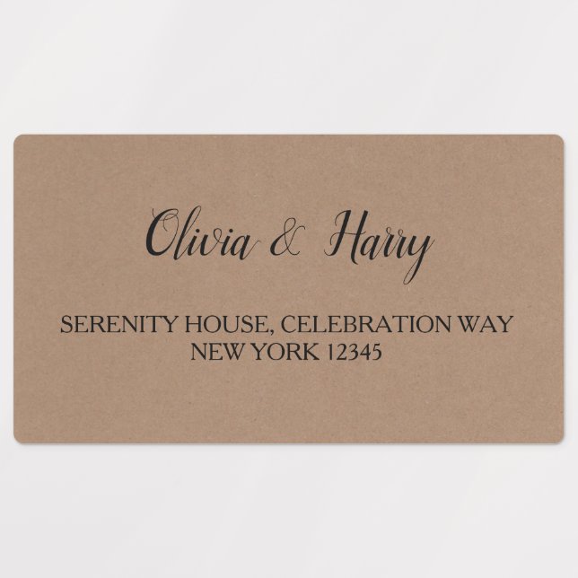 Rustika Etiketter för Returadress för Bröllop, Vat (Design 1)