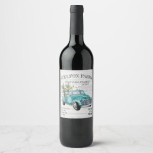 Rustika Etiketter för Vin på Blå Bondbil