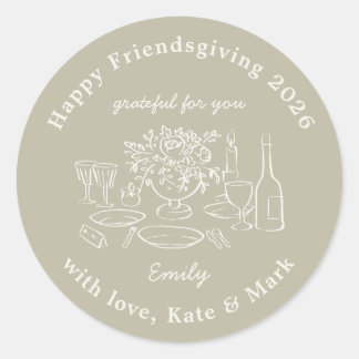 Rustika Favorabel Present för Friendsgiving Höstfe Runt Klistermärke