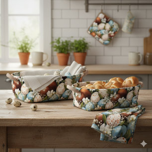 Rustika fläckiga påskägg & vårblommor tyg