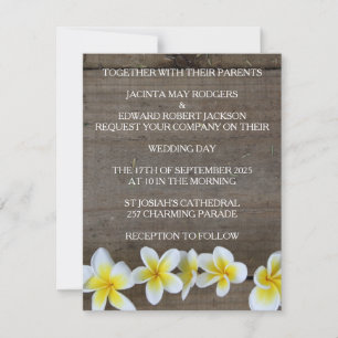 Rustika Frangipani / Plumeria Strandbröllopsinbjud Inbjudningar