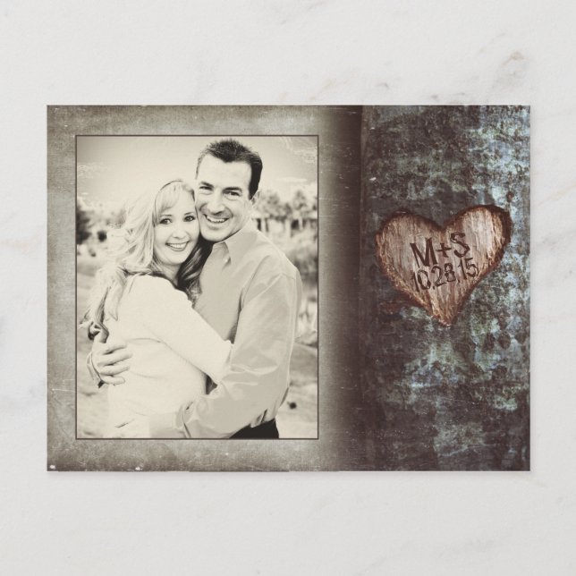 rustika gamla träd FOTO spara datum vykort (Framsida)