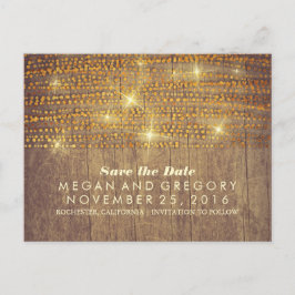 rustika glittrande guldkonfettibelysningar save th meddelande vykort