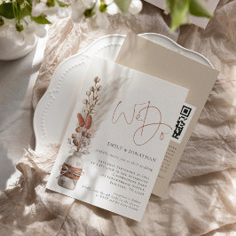 Rustika Gräs Vi Gör QR-kod Bröllop Inbjudningar