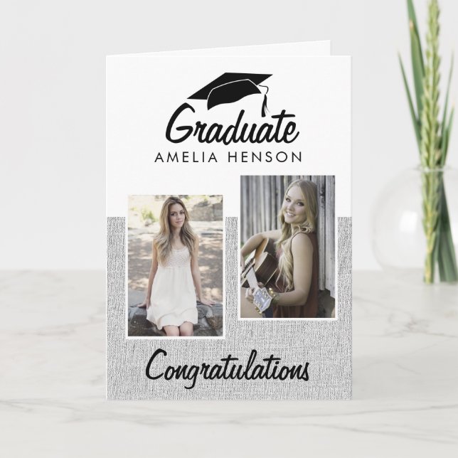 Rustika gratulationer till examen 2 Foto Collage Kort (Framsida)