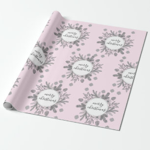 Rustika Grenar Högtid Rosa Inpackningspapper Presentpapper