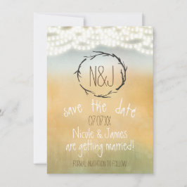 Rustika Grenar Krans & Strängljus Spara Datum Inbjudningar