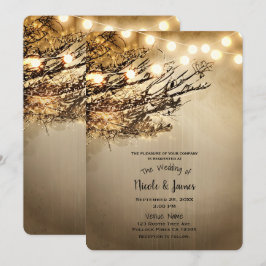 Rustika grenar med lampor & ljus Bröllop Inbjudningar