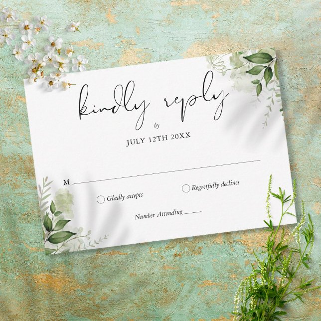 Rustika Gröna blad Elegant Bröllop OSA Kort (Skapare uppladdad)