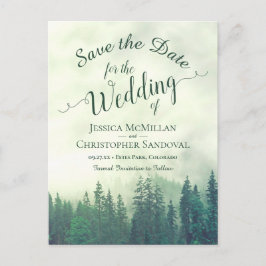 Rustika gröna tallar bröllop Save the Date Meddelande Vykort